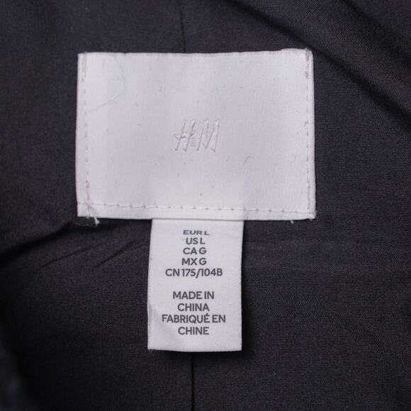 H&M Black White Textured Weave Wool Blend Tweed Lined Jacket Womens Size L - Picture 3 of 14